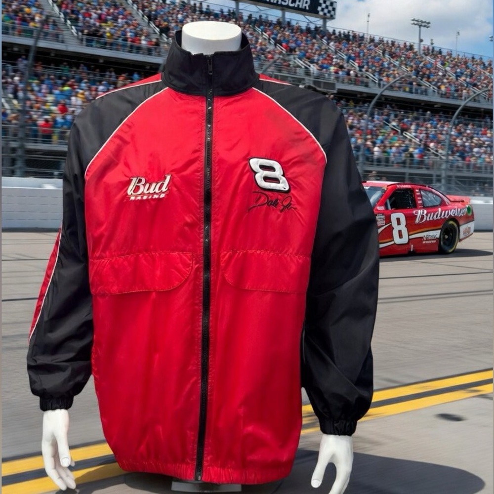 Vintage 90s Winner's Circle Dale Earnhardt Jr #8 Bud Racing Windbreaker Jacket L